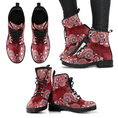 Red Mandalas Decor Womens Boots