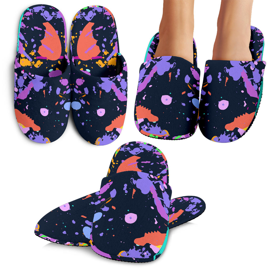 Colorful Paint Drip Abstract Art Slippers