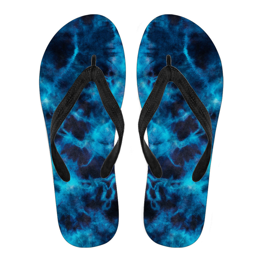 Blue Tie Dye Grunge Flip Flops