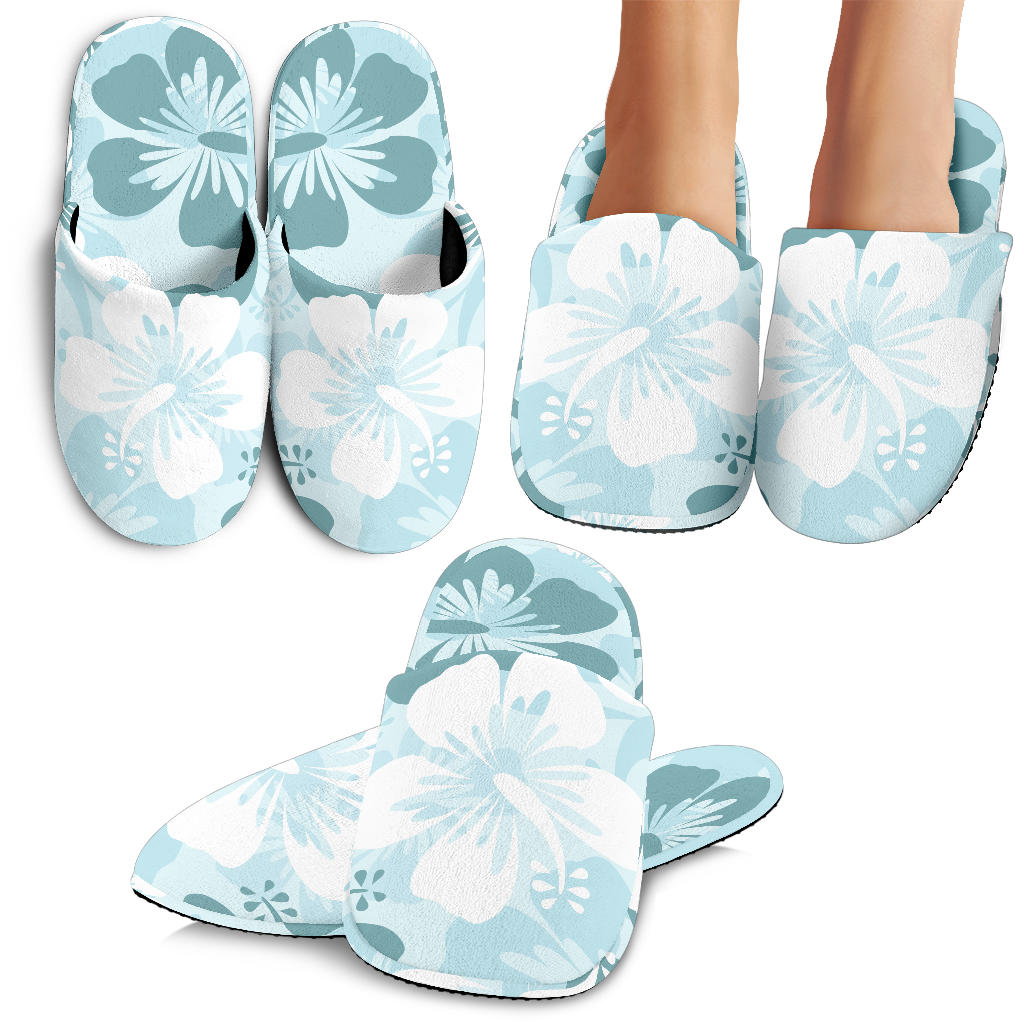 Teal Green Aloha Flowers Slippers