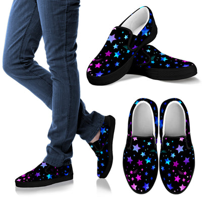 Pink Purple Stars Slip On Shoes