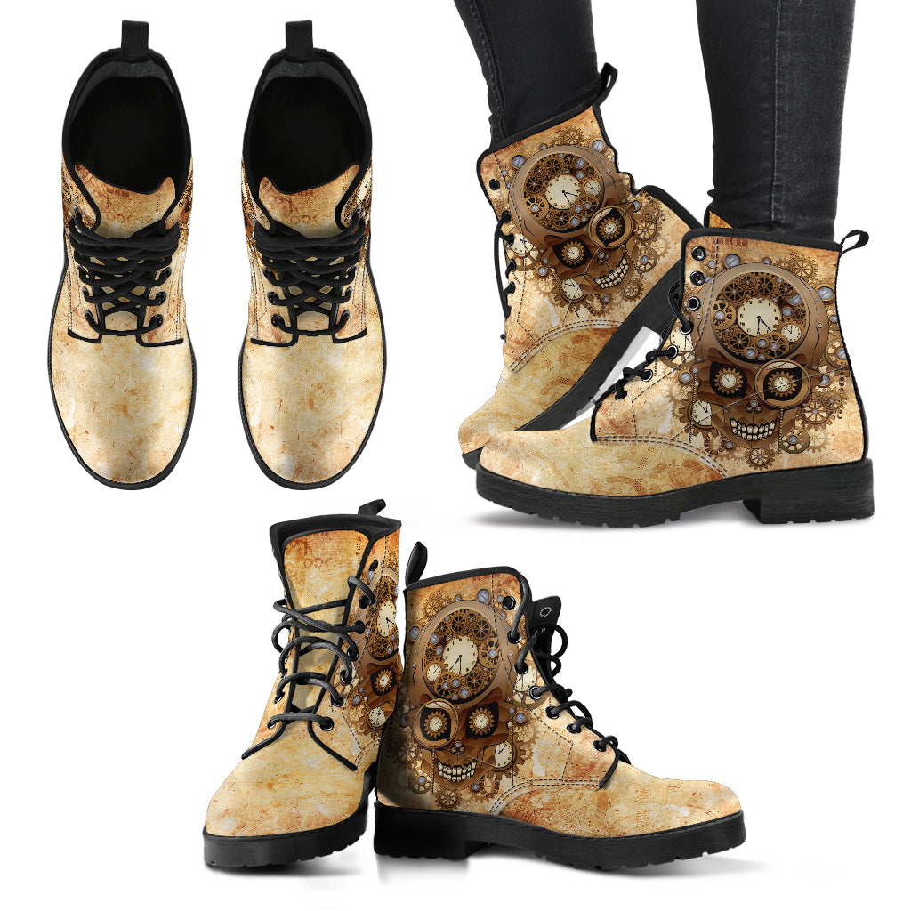 Skull Clock Gears Womens Boots