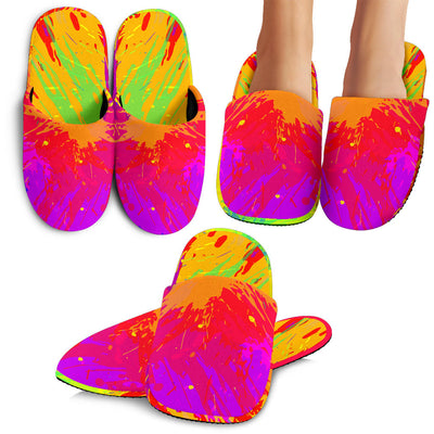Colorful Paint Splatter Abstract Art Slippers