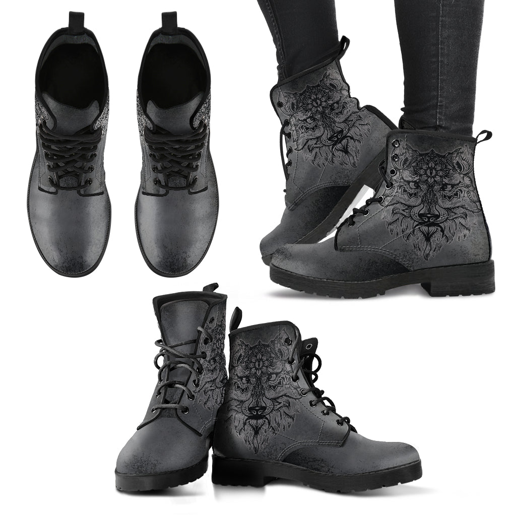 Dark Grey Boho Wolf Womens Boots