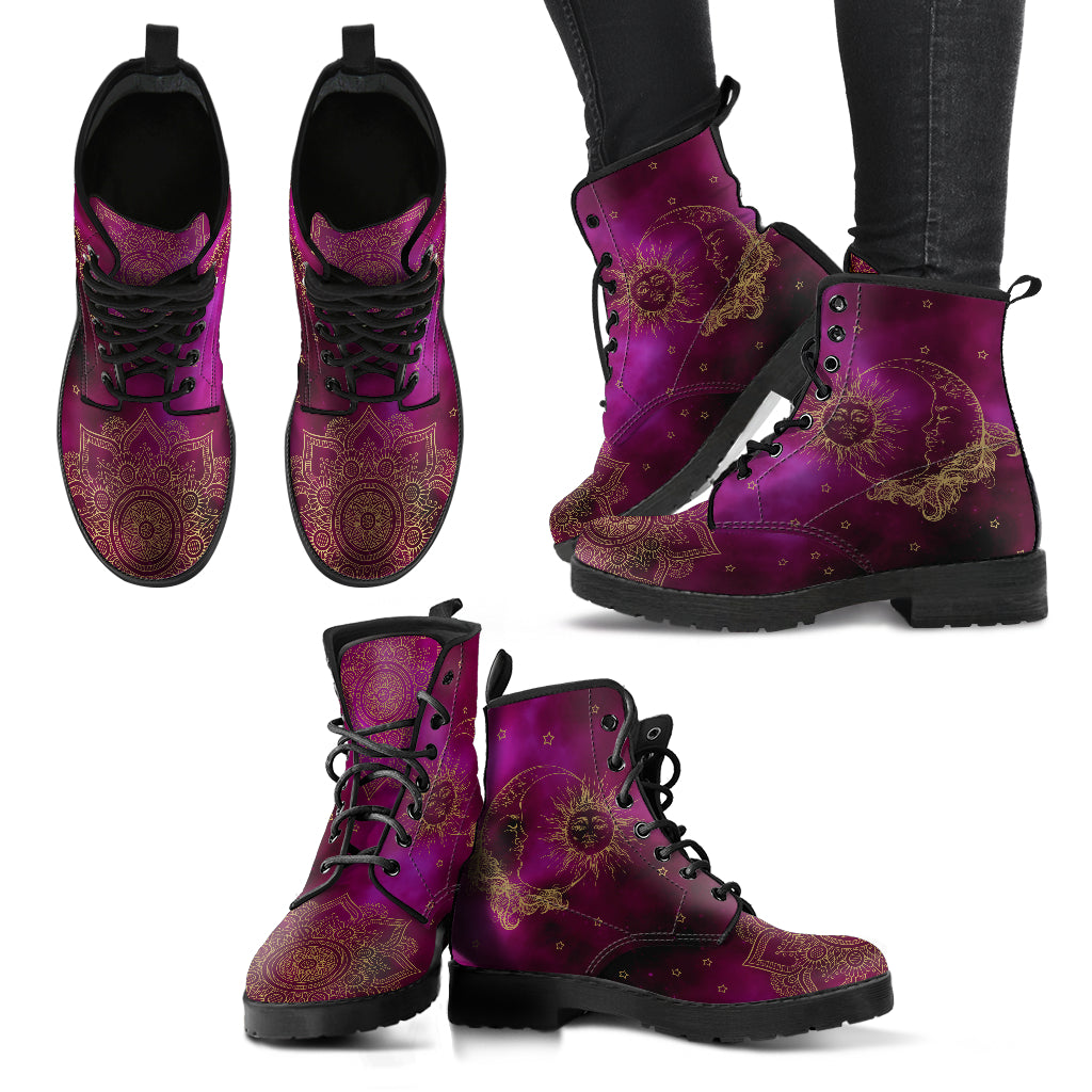 Purple Violet Sun & Moon Womens Boots