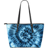 Blue Tie Dye Leather Tote Bag
