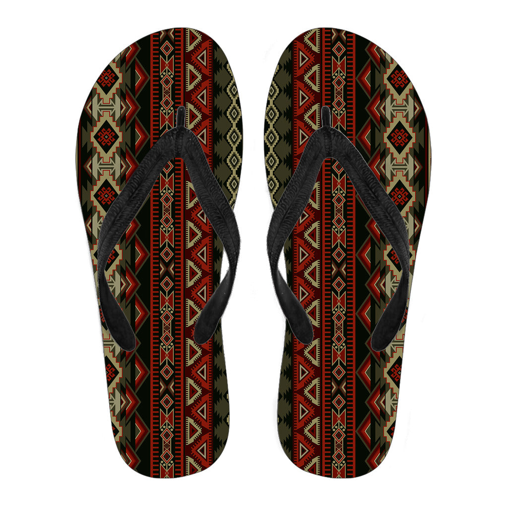 Red & Brown Boho Aztec Flip Flops
