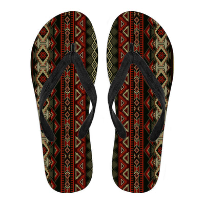 Red & Brown Boho Aztec Flip Flops