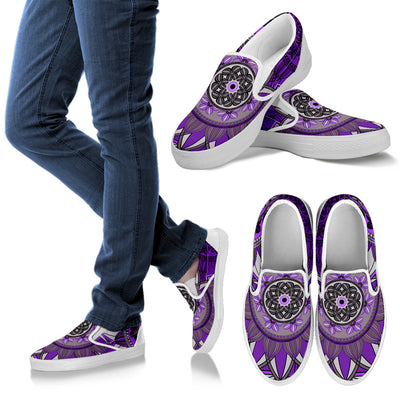 Purple Floral Mandalas Slip On Shoes