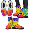 Colorful Paint Splatter Abstract Art Faux Fur Boots