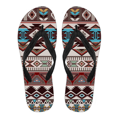 Brown Boho Aztec Flip Flops