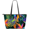 Colorful Plants Leather Tote Bag