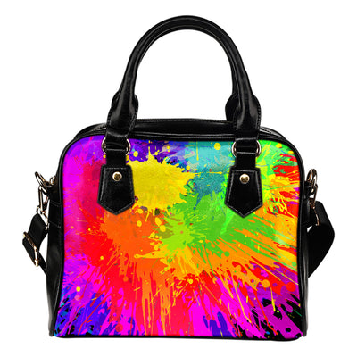 Colorful Paint Splatter Abstract Art Shoulder Handbag