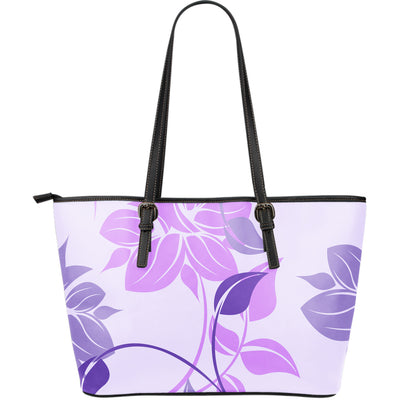 Pink Floral Leather Tote Bag