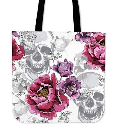Skulls & Roses Canvas Tote Bag