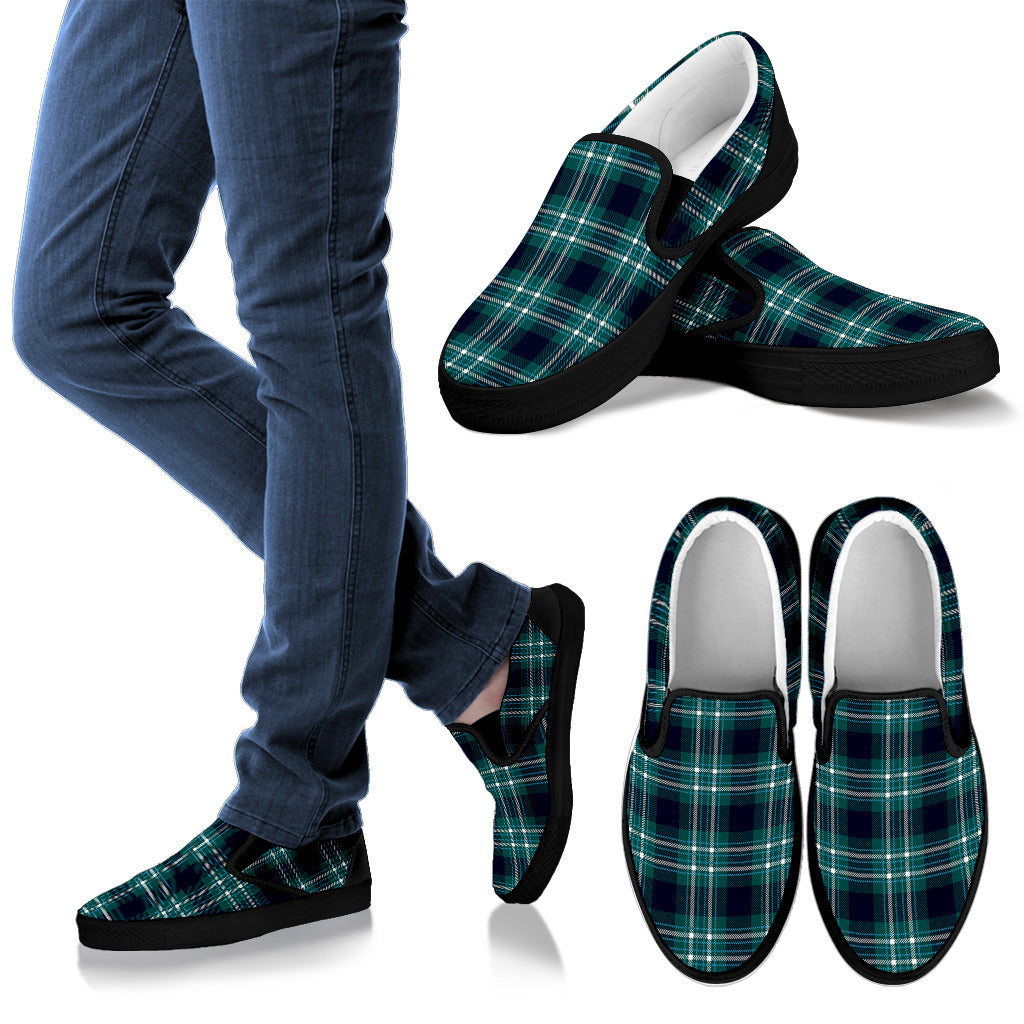 Green Plaid Slip On Shoes