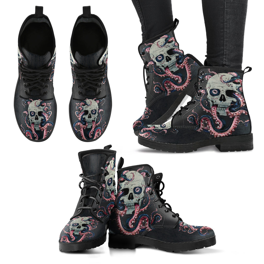 Skull & Octopus Womens Boots