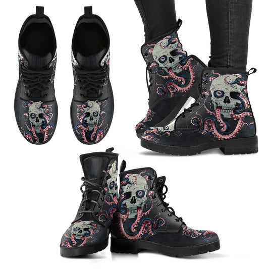 Skull & Octopus Womens Boots