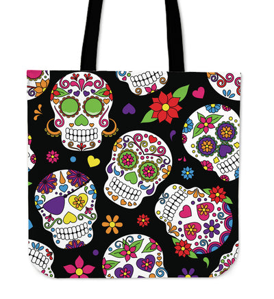 Colorful Sugar Skulls Canvas Tote Bag