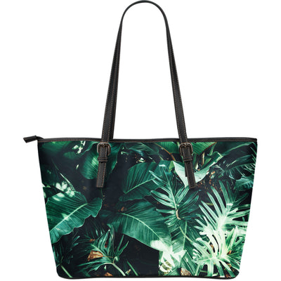 Green Leaves Leather Tote Bag