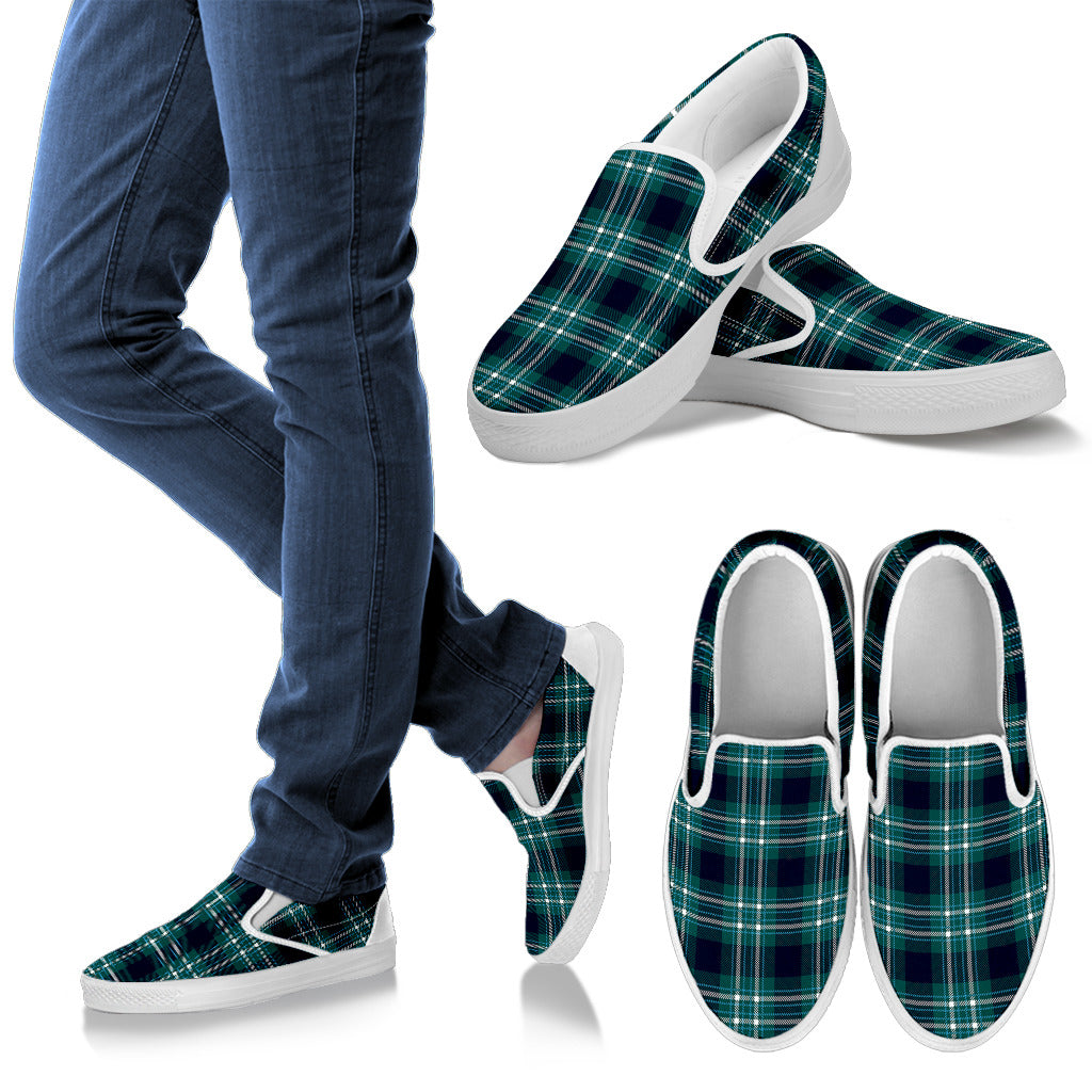 Green Plaid Slip On Shoes