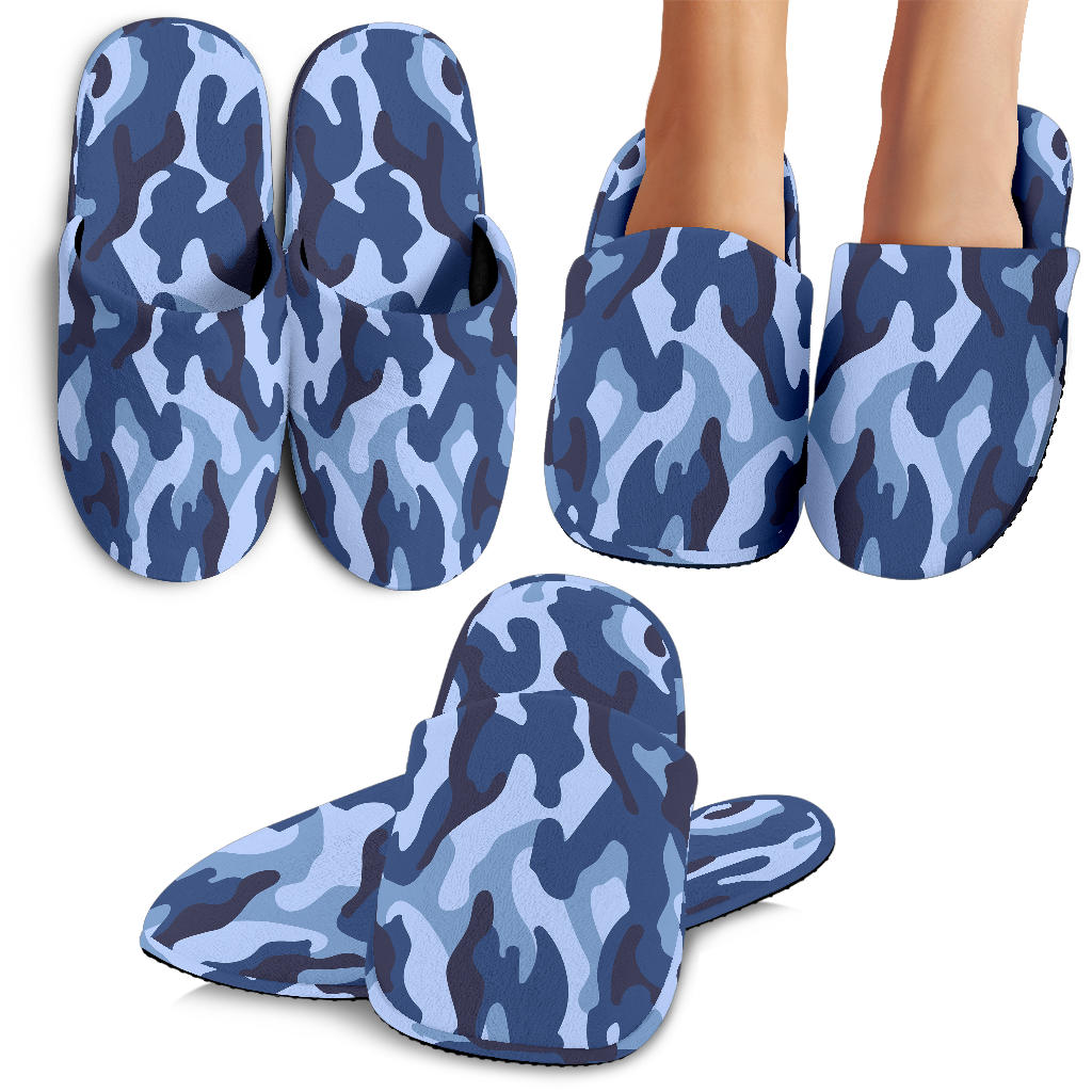 Blue Camouflage Slippers