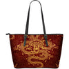 Red Dragon Leather Tote Bag