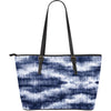 Denim Blue Abstract Leather Tote Bag