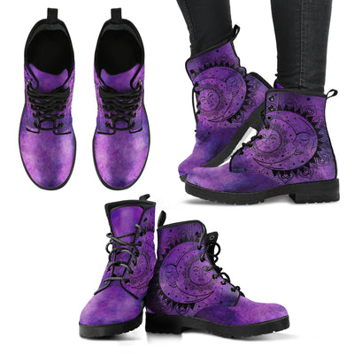 Purple Sun & Moon Handcrafted Boots