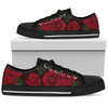 Red Roses Black Mens Shoes