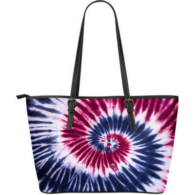 Red, White & Blue Tie Dye Leather Tote Bag