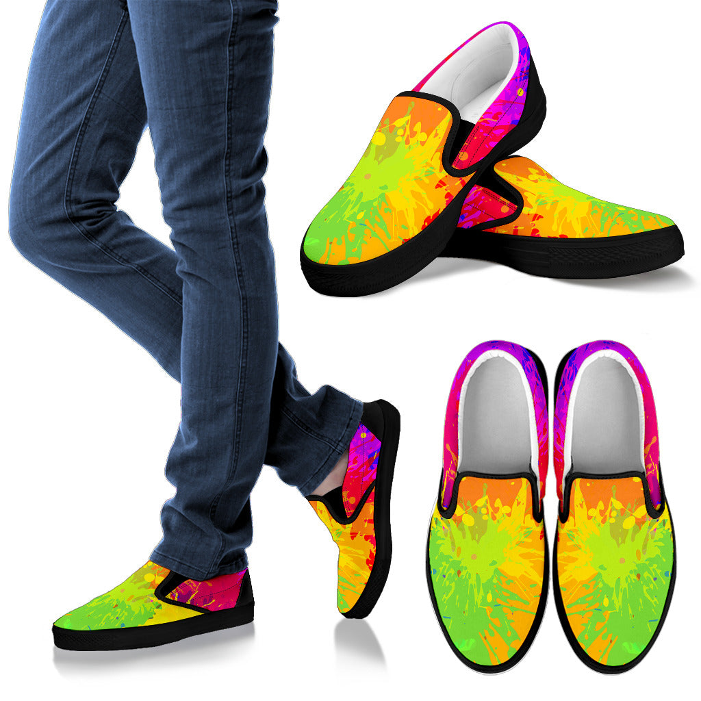 Colorful Paint Splatter Abstract Art Slip On Shoes