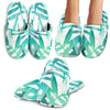 Teal Green Leaves Slippers