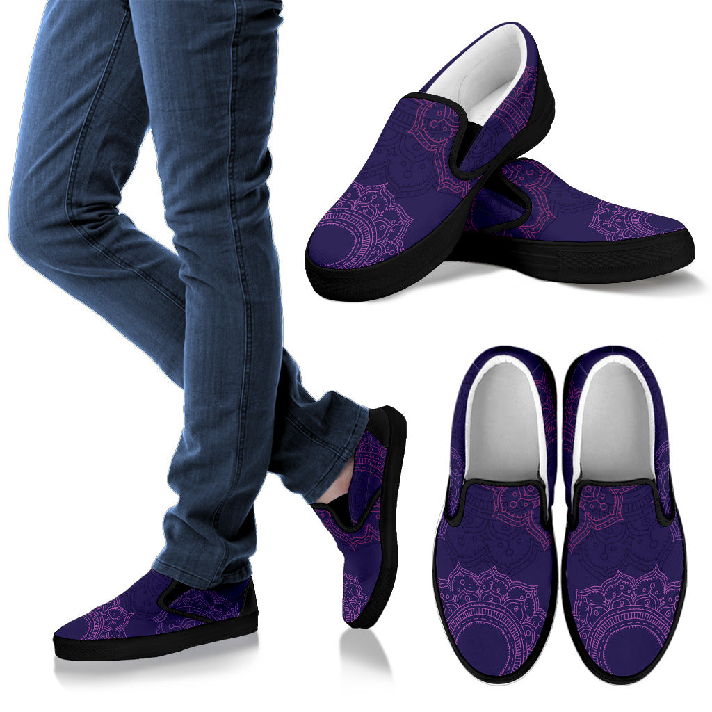 Purple Mandalas Slip On Shoes