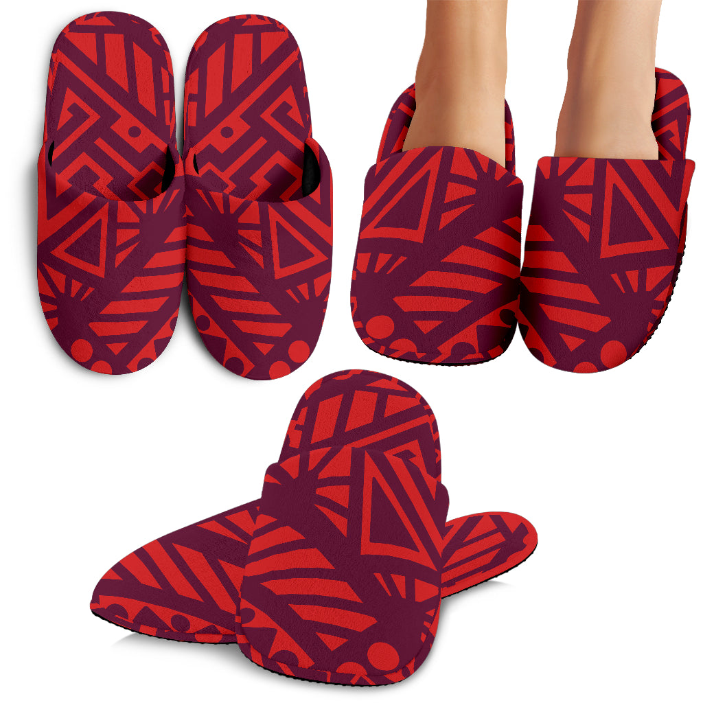 Red Tribal Polynesian Slippers