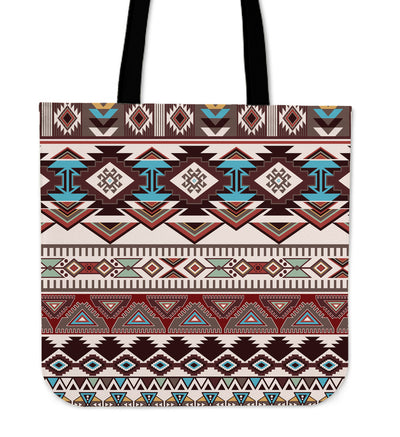 Brown Boho Aztec Canvas Tote Bag