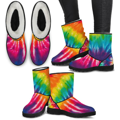 Colorful Tie Dye Spiral Faux Fur Boots
