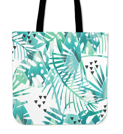 Teal Green Plants Canvas Tote Bag