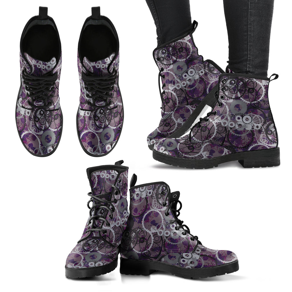 Purple Abstract Gears Womens Boots