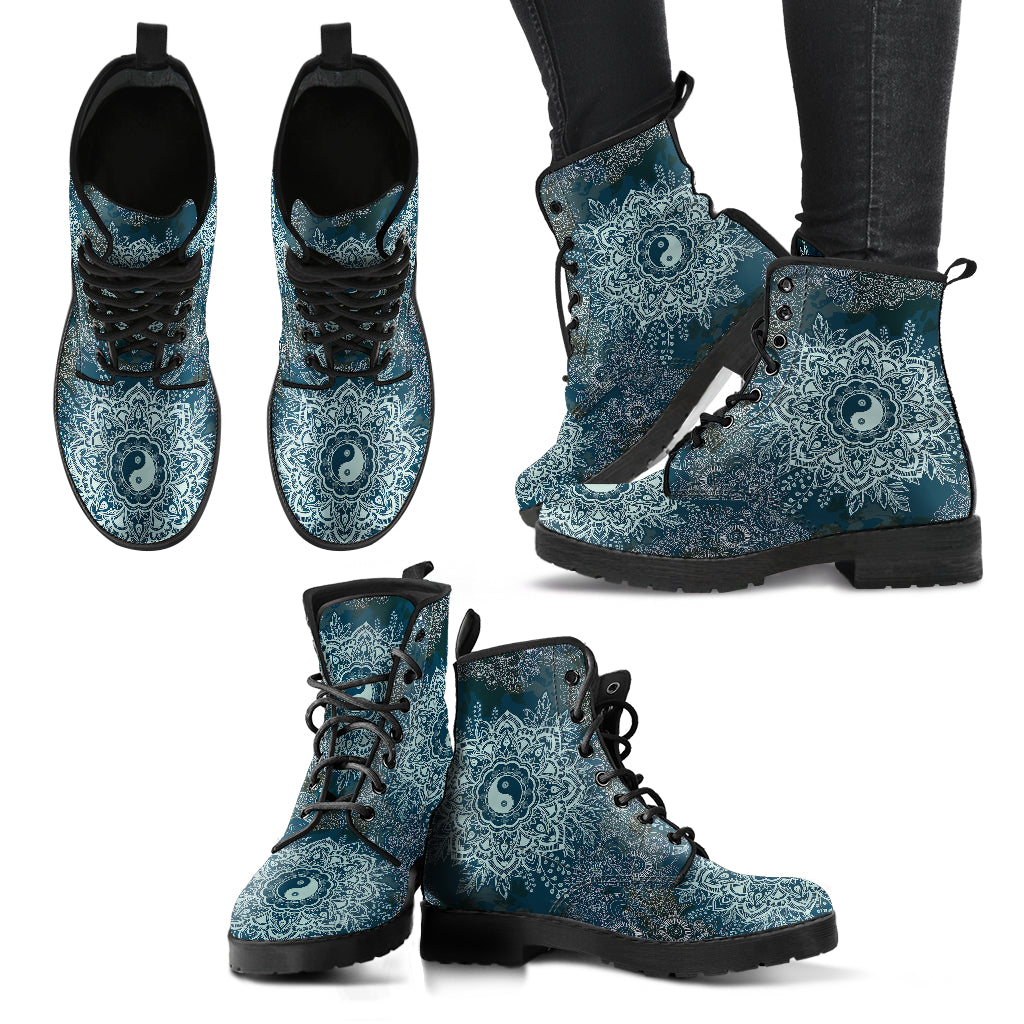 Yin Yang Lotus Mandala Womens Boots