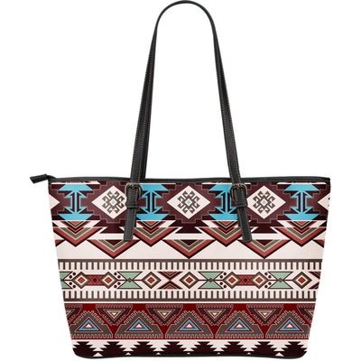 Brown Boho Aztec Leather Tote Bag