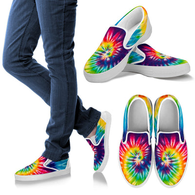 Colorful Tie Dye Spiral Print Slip On Shoes