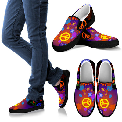 Colorful Peace Signs Hippie Slip On Shoes