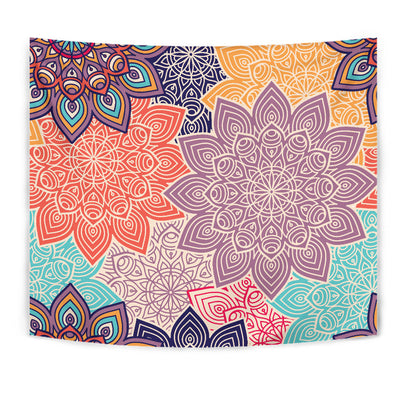 Colorful Floral Mandalas Wall Tapestry