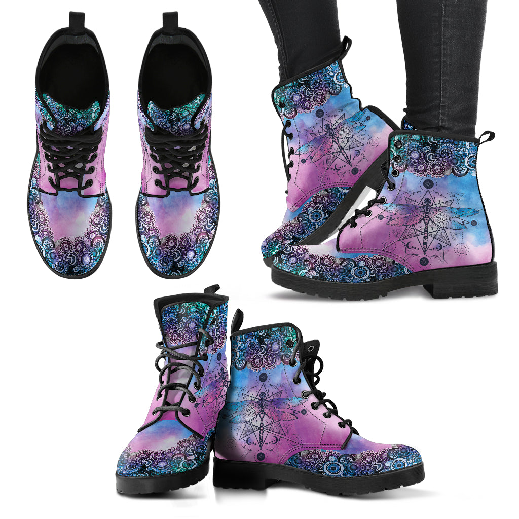 Pink & Purple Dragonfly Womens Boots
