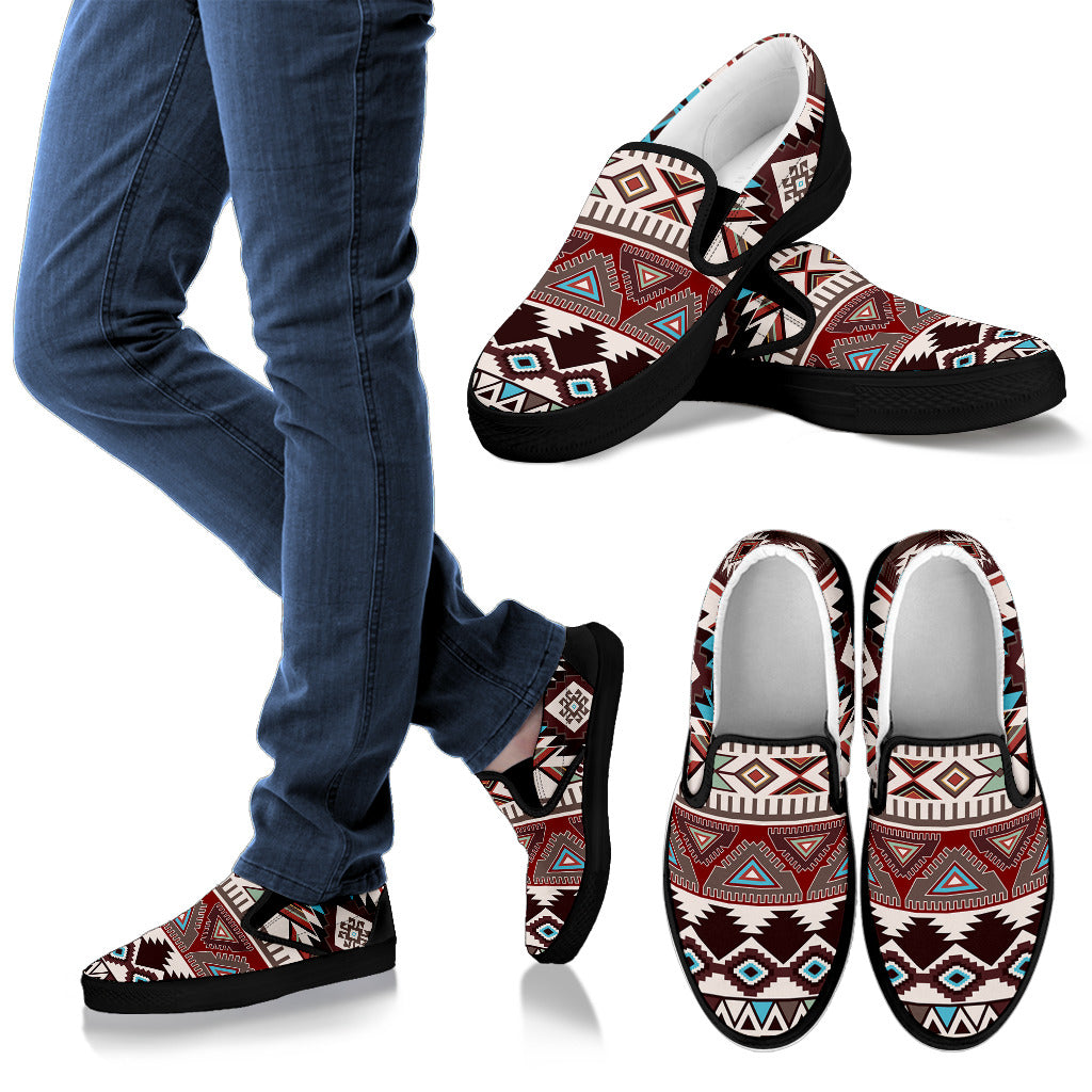 Brown Boho Chic Bohemian Aztec Slip On Shoes