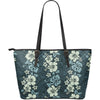 Floral Tribal Polynesian Leather Tote Bag