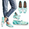 Teal Green Leaves Casual Shoes