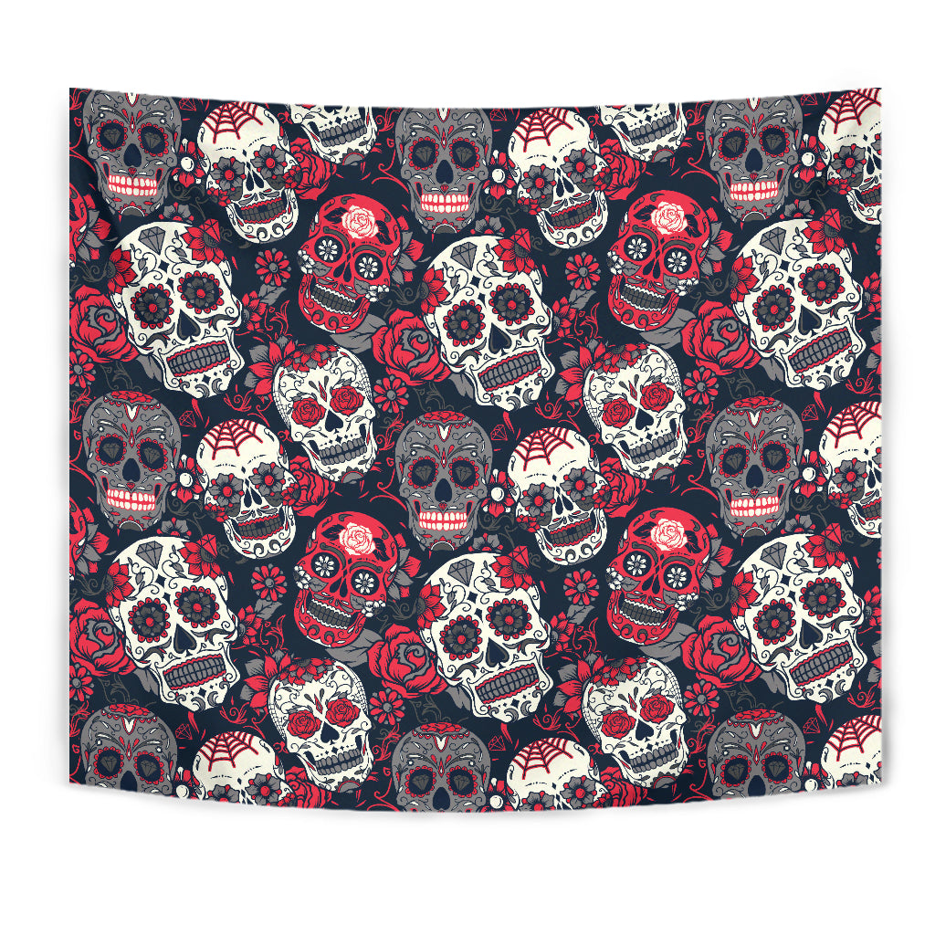 Sugar Skulls & Roses Wall Tapestry