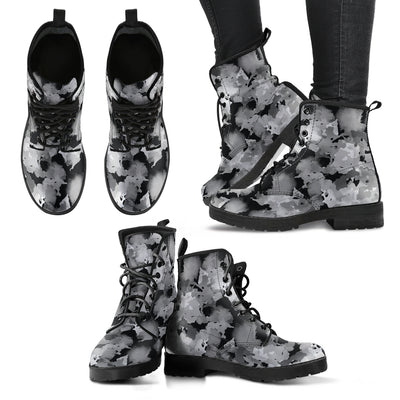 Grey Abstract Camouflage Womens Boots